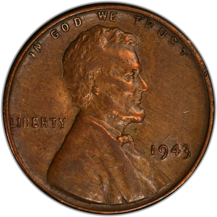 A 1943 Lincoln cent struck in bronze, copper-colored instead of steel gray