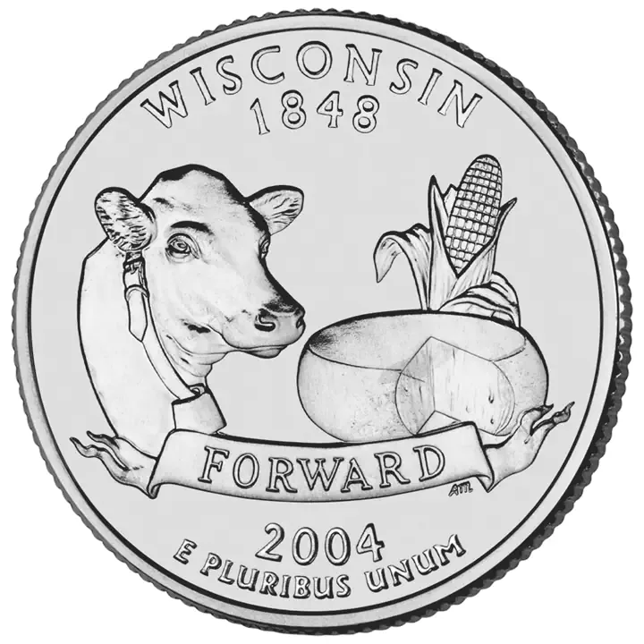 A normal 2004 Wisconsin quarter reverse