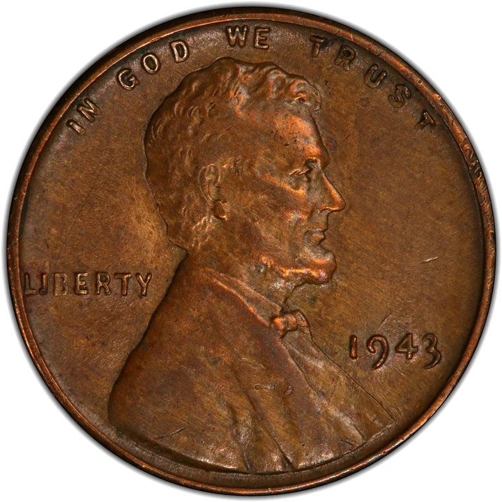 A normal copper-colored Lincoln cent for comparison