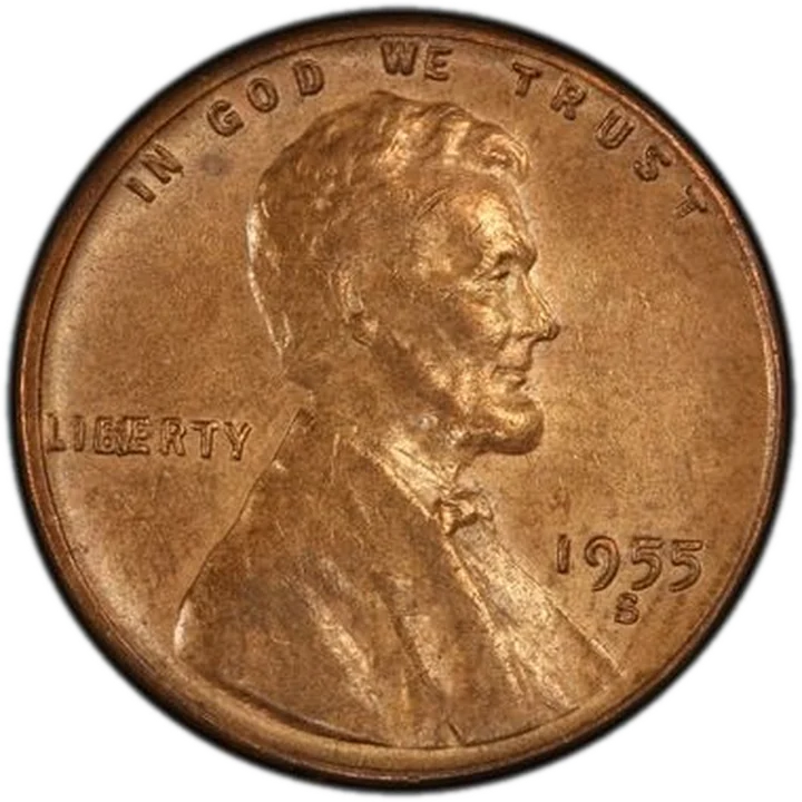 A normal 1955 penny with clean letters